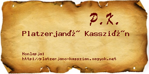 Platzerjanó Kasszián névjegykártya